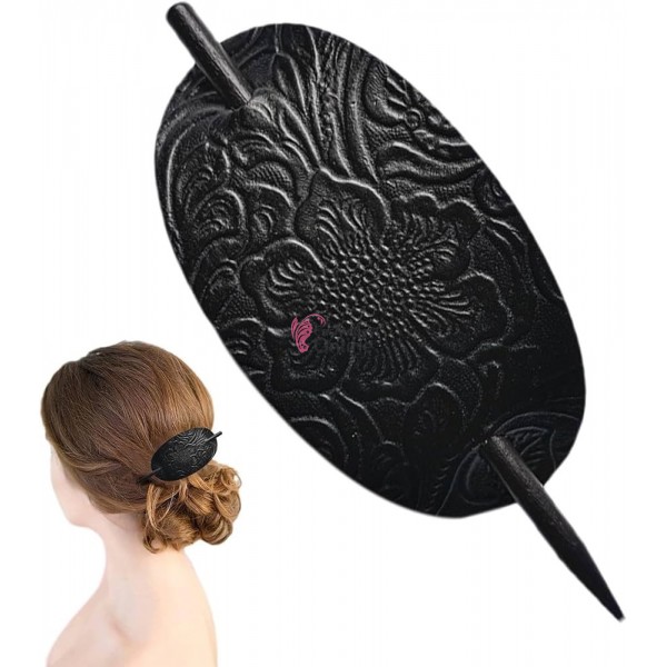 Accesoriu de par modern Japonez pentru cocuri din piele ecologica JPN19AA Negru